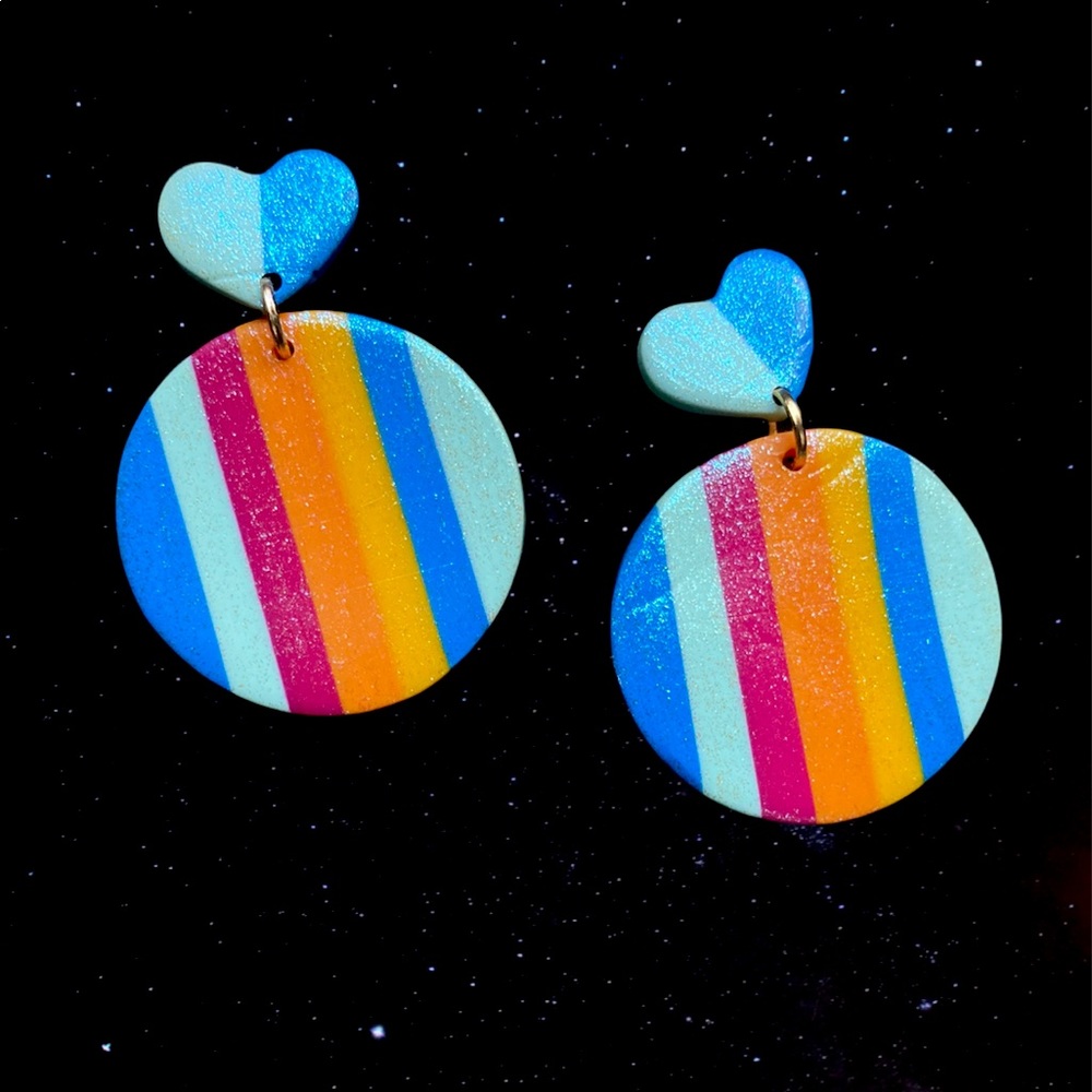 Handmade, polymer clay pierced dangle earrings